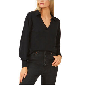 Riley & Rae V-Neck Polo Sweater Black Size M 4631